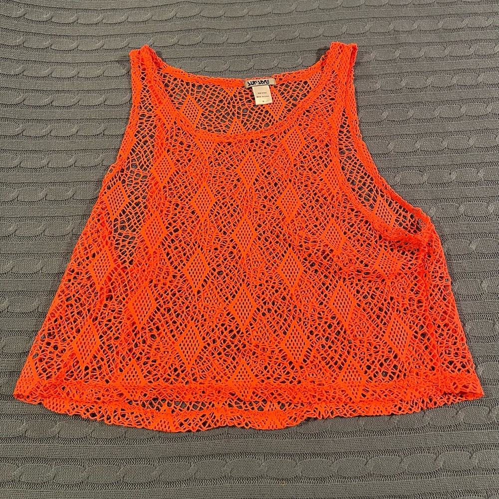 Surf Style Crochet Mesh Tank Top- M